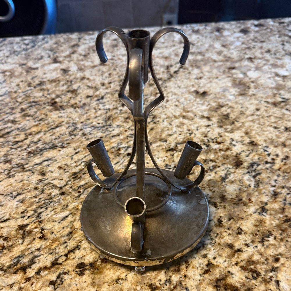 Elegant Silver Metal Candle Holder